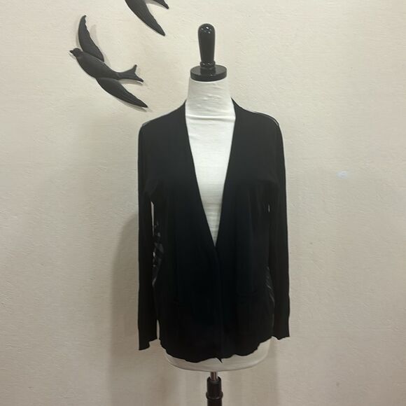 AKRIS PUNTO 100% Wool Black Overlapping Handprint Paneled Cardigan - 10 - Picture 3 of 13